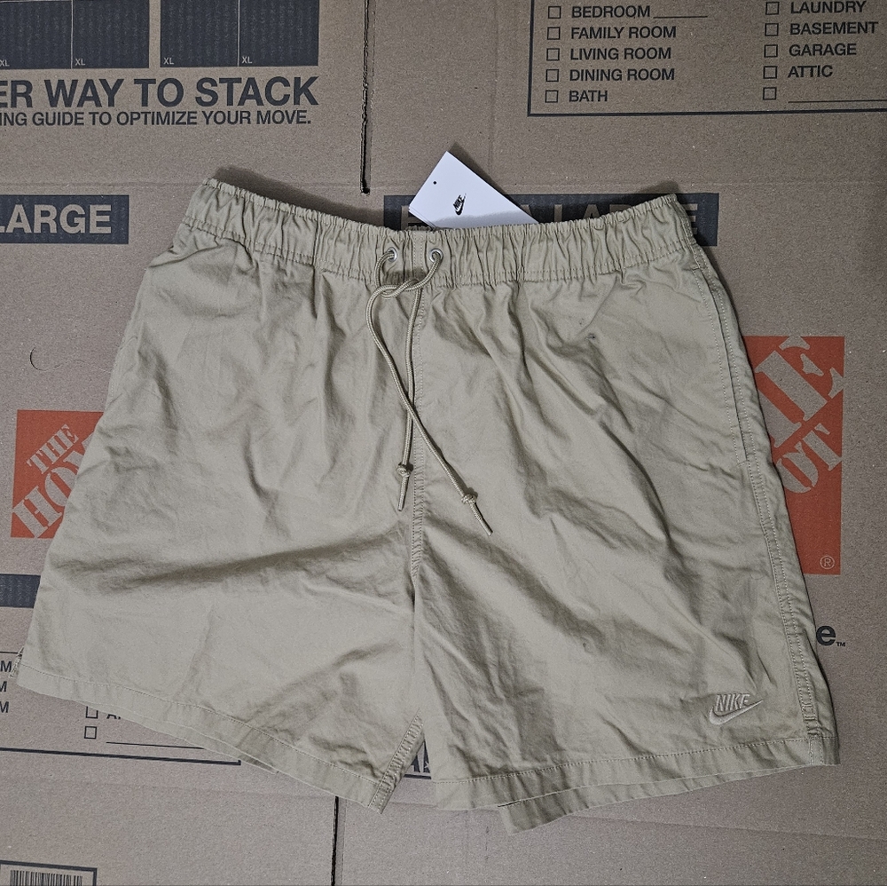 Nike Mens Club Washed Flow Shorts Khaki